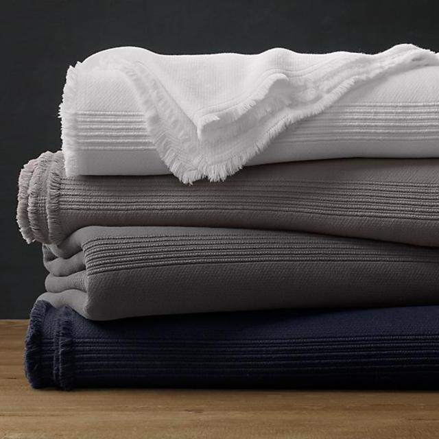 Ribbed Cotton Oversized Bed Throw Graphite