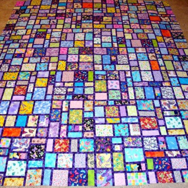 Gorgeous BUTTERFLIES Quilt Top Bright Colors Wedding Gift