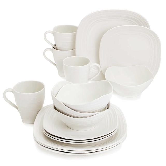 Mikasa® Swirl Square White 16-Piece Dinnerware Set
