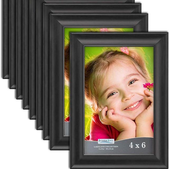 Icona Bay 4x6 Picture Frame (12 Pack, Black), Black Photo Frame 4 x 6, Composite Wood Frame for Walls or Tables, Set of 12 Lakeland Collection