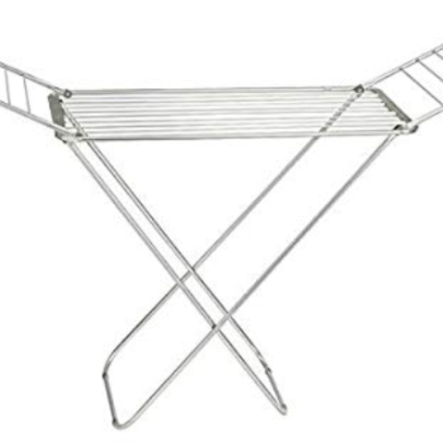 mDesign Expandable Drying Rack with Bars - Collapsible Clothes Drying Rack - Accordion Drying Rack - Up to 68.3" - Folding Laundry Rack for Laundry Rooms - Polished Silver/Gray