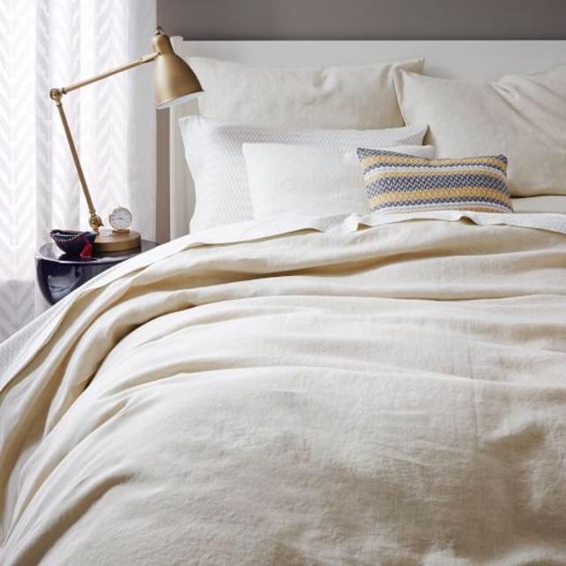 Belgian Flax Linen Duvet Cover in Natural Flax color, Queen