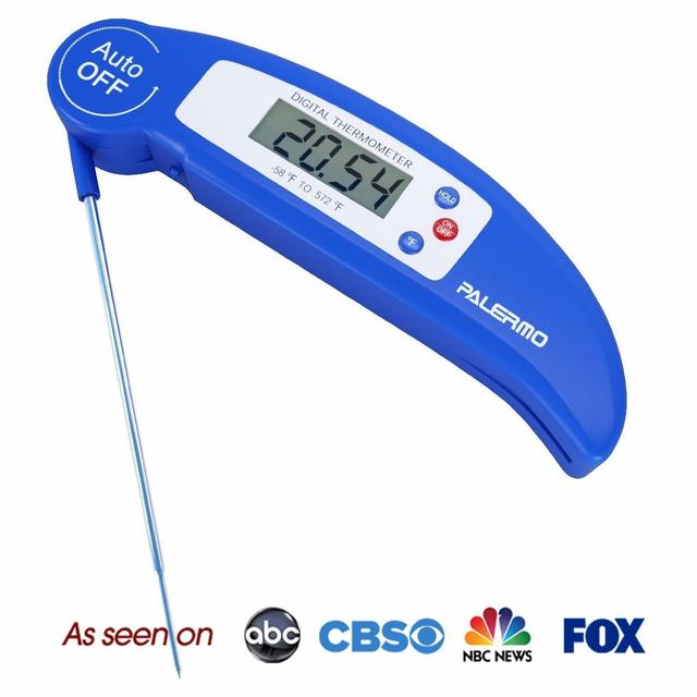 Palermo DTH-81 Digital Electronic BBQ Thermometer with Collapsible Internal Probe, Blue
