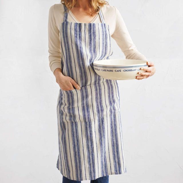 Multistripe Linen Kitchen Apron