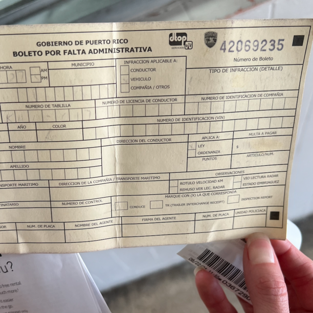 Adi and Eliza's Puerto Rico Parking Ticket