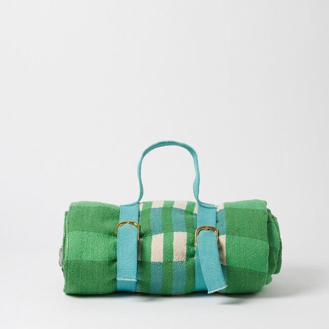 Pikiniki Green Checked Cotton Picnic Blanket