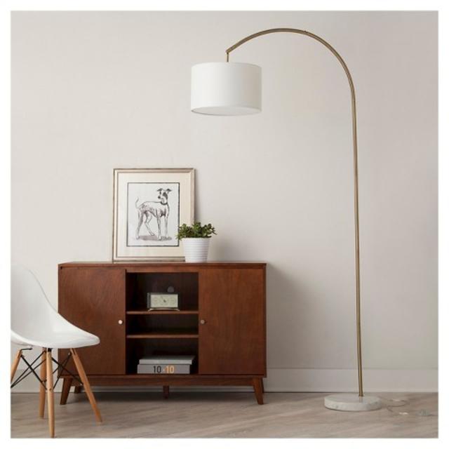 Shaded Arc Floor Lamp with Marble Base - Brass - Threshold™