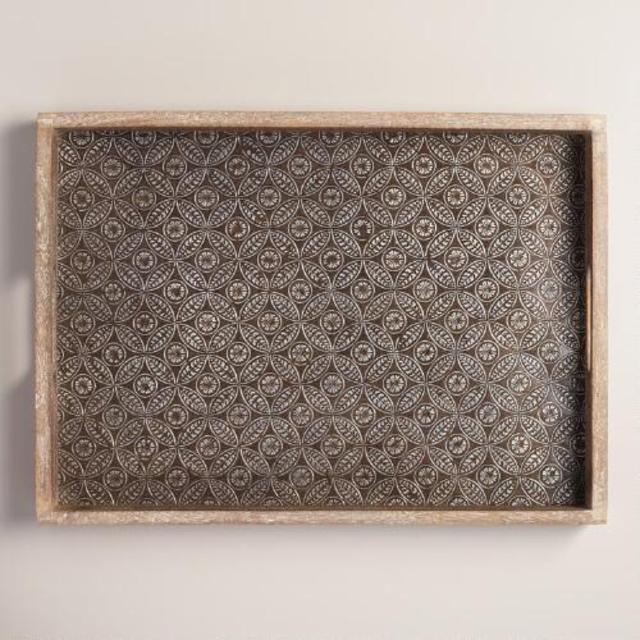 Embossed Wood and Metal Tray