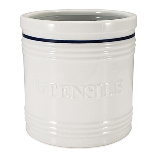 Everyday White® by Fitz and Floyd® Blue Rim Utensil Crock