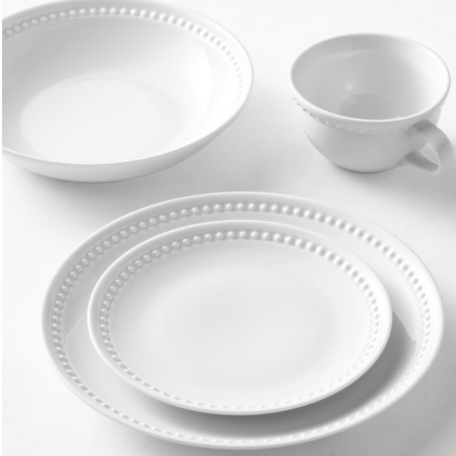 Pillivuyt Beaded Coupe 16-Piece Dinnerware Set with Pasta Bowl