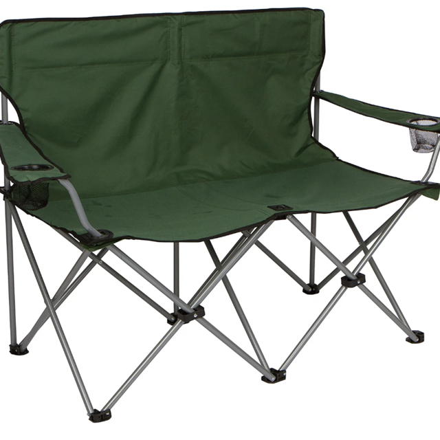 Trademark Innovations Loveseat Style Double Camp Chair, 40" L x 22" W x 31.5" H, Army Green