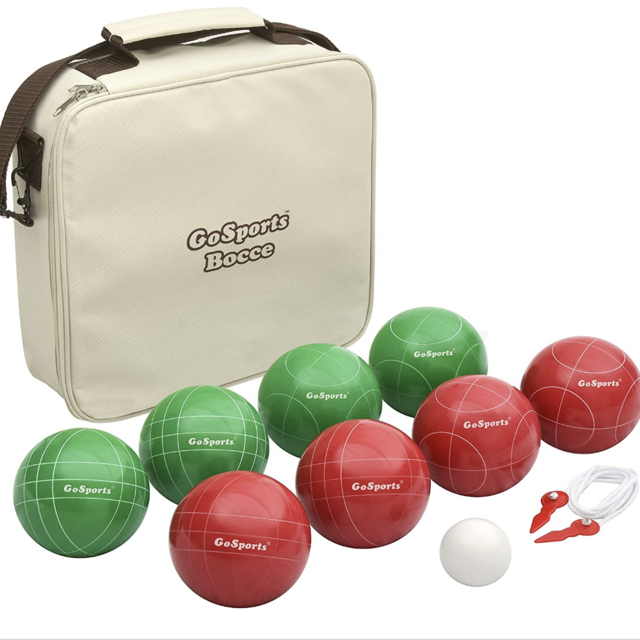 GoSports 100mm Regulation Bocce Set with 8 Balls, Pallino, Case and Measuring Rope - Premium Official Size Set