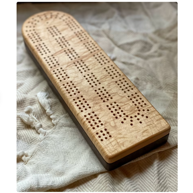 Handmade Wooden Cribbage Board with Storage