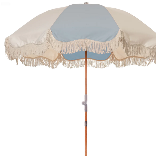 The Premium Beach Umbrella - 70's Panel Blue Cream