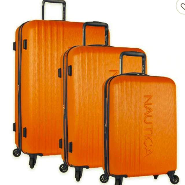 Nautica® Life Boat 3-Piece Hardside Spinner Luggage Set Orange/Navy
