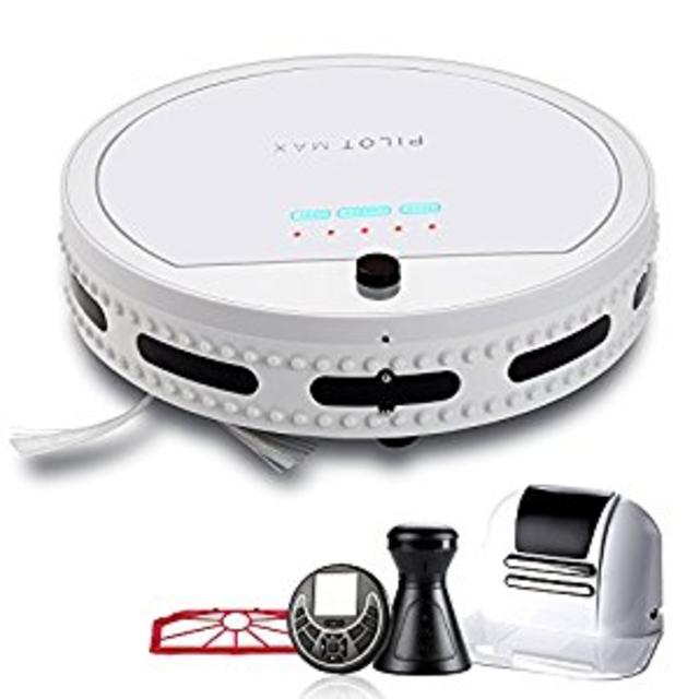 AirCraft Vacuums Pilot Max Robotic Vacuum Cleaner with Twin Brush Bars/Virtual Wall/Remote Control/Dock Charger, Plastic, White