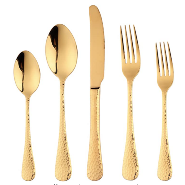 20-Piece Gold Plated-Flatware Silverware Set, Bisda Stainless Steel Cutlery Sets, Multipurpose Use for Home, Kitchen, Restaurant, Hotel Tableware Utensil Service for 4
