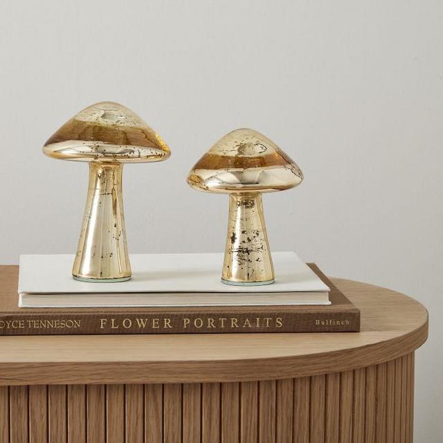 Glass Toadstool, Light Gold, Large