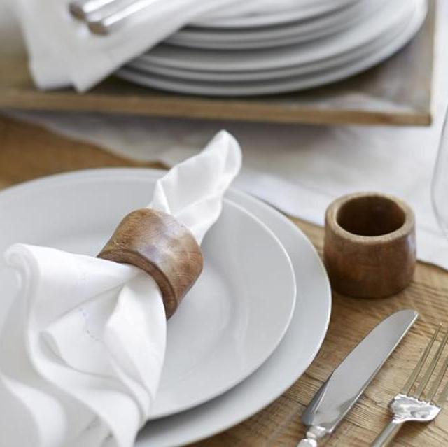 Vintage Wood Napkin Ring, Set of 4