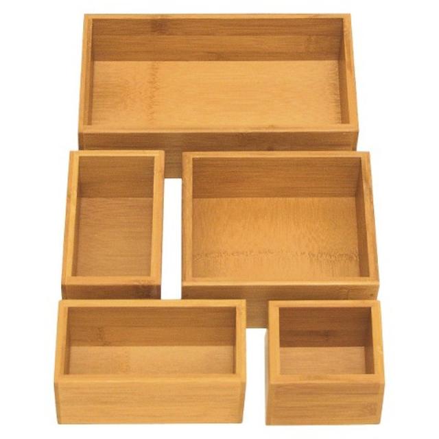 Seville 5 Piece Bamboo Organizer Boxes - Brown (Assorted Sizes)
