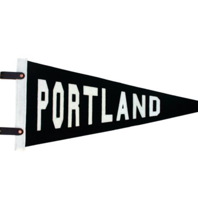 Portland Wool Pennant,  vintage style, flag, banner, wall hanging, textile art