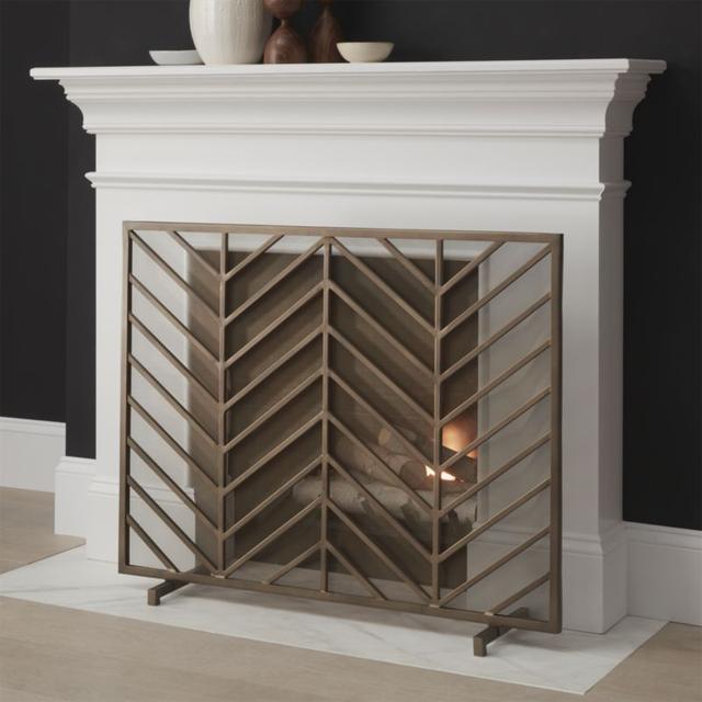 Chevron Brass Fireplace Screen