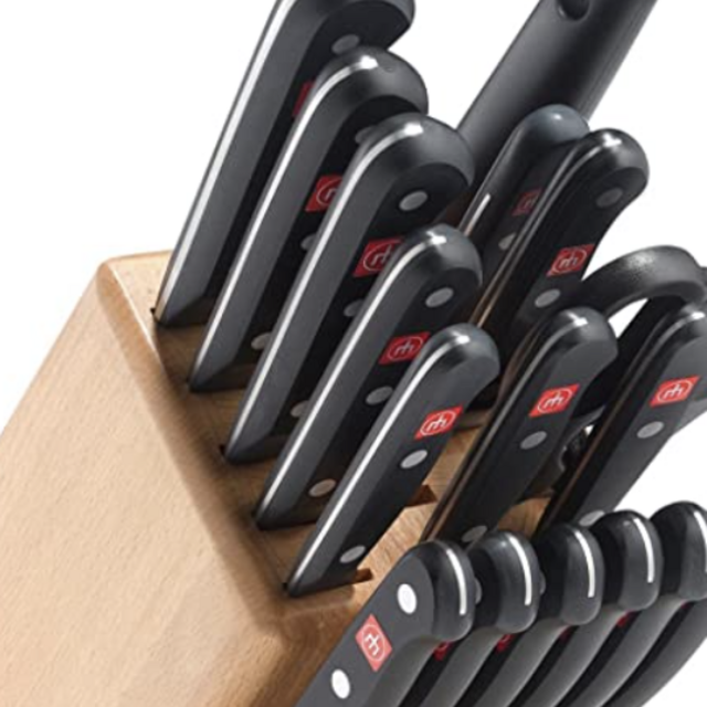 WÜSTHOF Gourmet Eighteen Piece Block Set | 18-Piece German Knife Set | Precise Laser Cut High Carbon Stainless Steel Kitchen Knife Set with 17 Slot Wood Block – Model