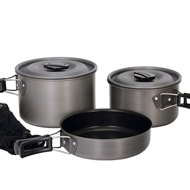 Texsport Black Ice The Scouter 5 pc Hard Anodized Camping Cookware Outdoor Cook Set with Storage Bag , Small