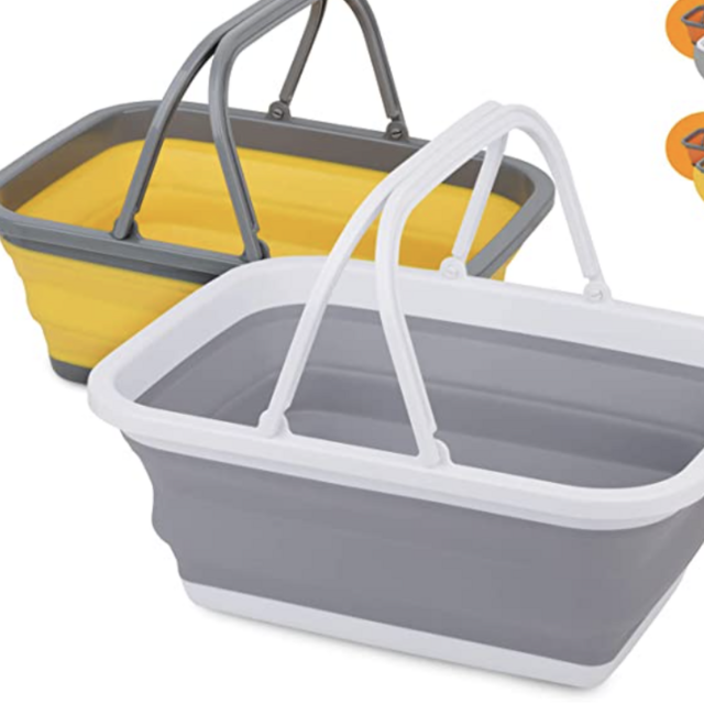 Tiawudi 2 Pack Collapsible Sink with 2.25 Gal / 8.5L Each Wash Basin for Washing Dishes, Camping, Hiking and Home