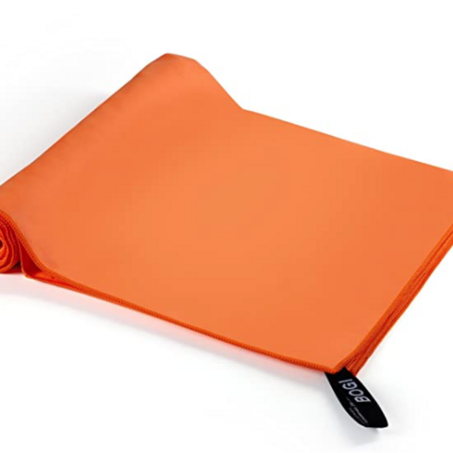 BOGI Microfiber Travel Sports Towel-(L:60''x30''+16''x16'')-Dry Fast Soft Lightweight Absorbent&Ultra Compact-Perfect for Camping Gym Beach Bath Yoga Backpacking Fitness +Gift Bag&Carabiner(L:Orange)