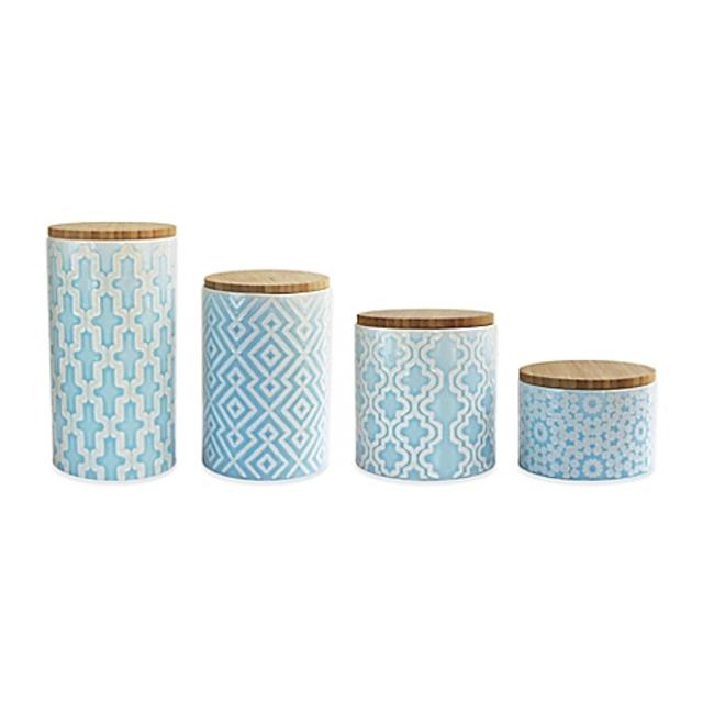 American Atelier 4-Piece Arabesque Canister Set in Blue