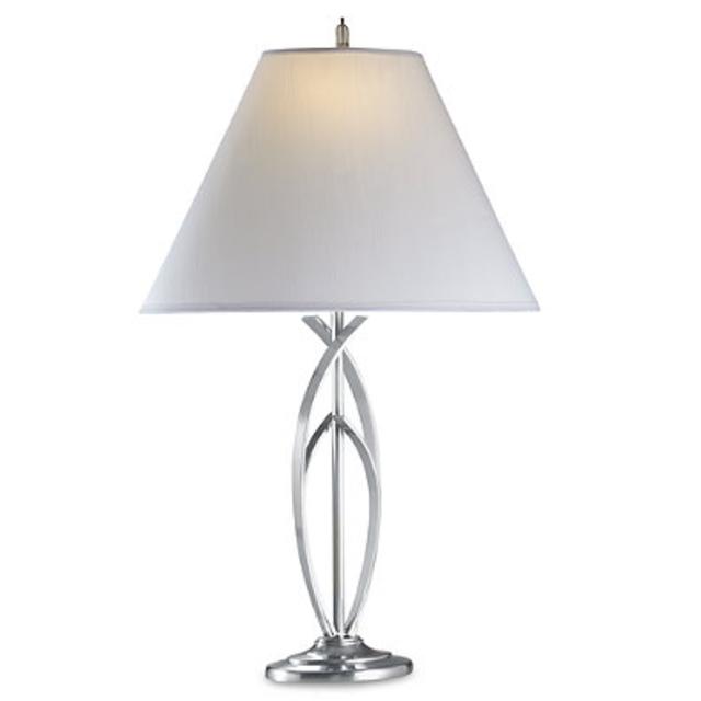 Curve Brushed Steel Table Lamp With CFL Bulb