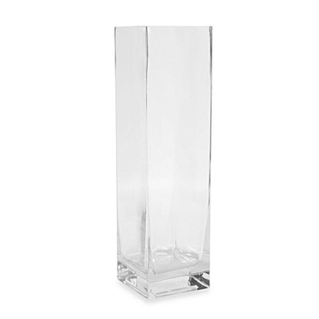 12-Inch Square Clear Glass Vase