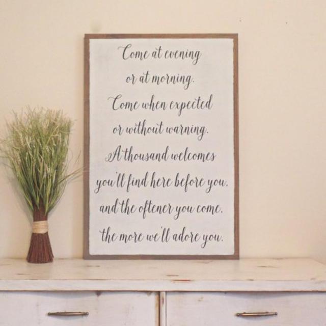Come at Evening or at Morning Wood Distressed Painted Sign Irish Blessing Wooden Sign 24x36