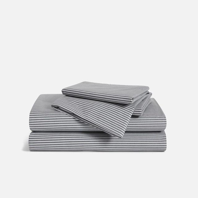 Luxe Core 4-piece Sheet Set in Graphite and Steel Oxford Stripe (Queen)
