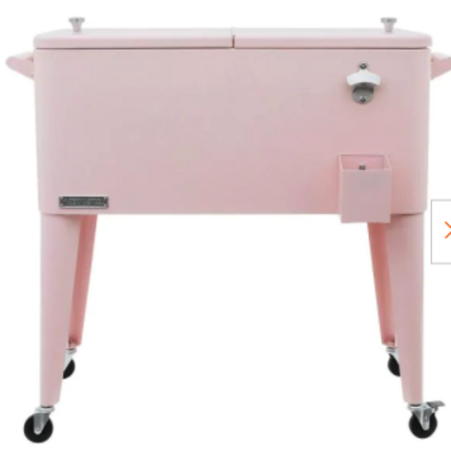 80QT Pink Rolling Patio Cooler by Permasteel