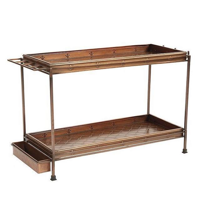 Ballard Double Boot Trays with Frame, Fleur De Lis Copper