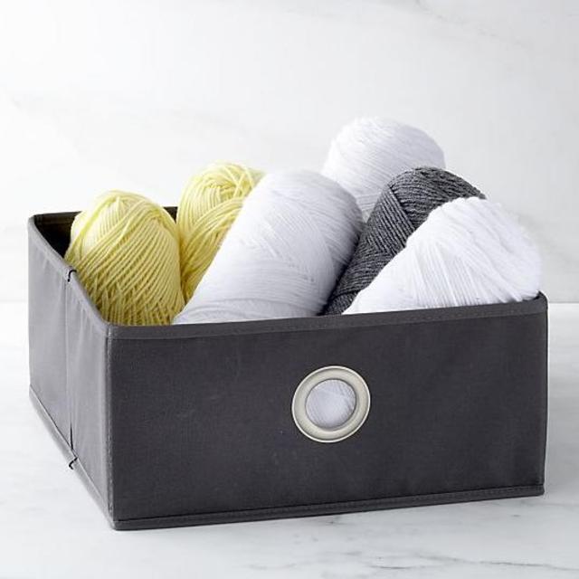 Grey Small Storage Bin with Grommet
