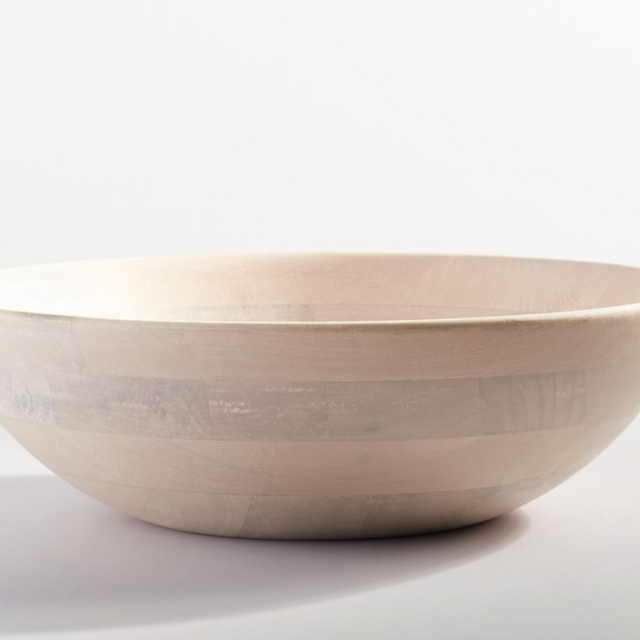 20" Single Chateau Handcrafted Acacia Wood Salad Bowl- White Wash