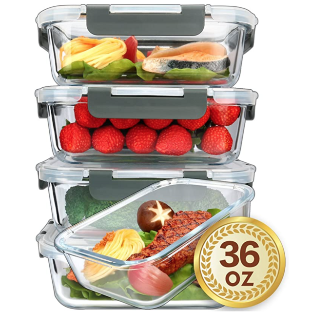 [5-Packs, 36 Oz.] Glass Meal Prep Containers