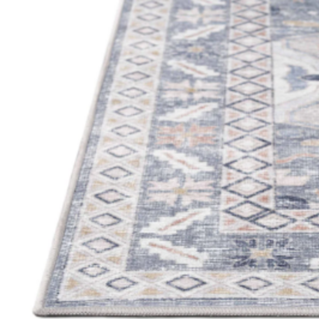 Sable - Silver/Multi Washable Rug & Cushioned Rug Pad