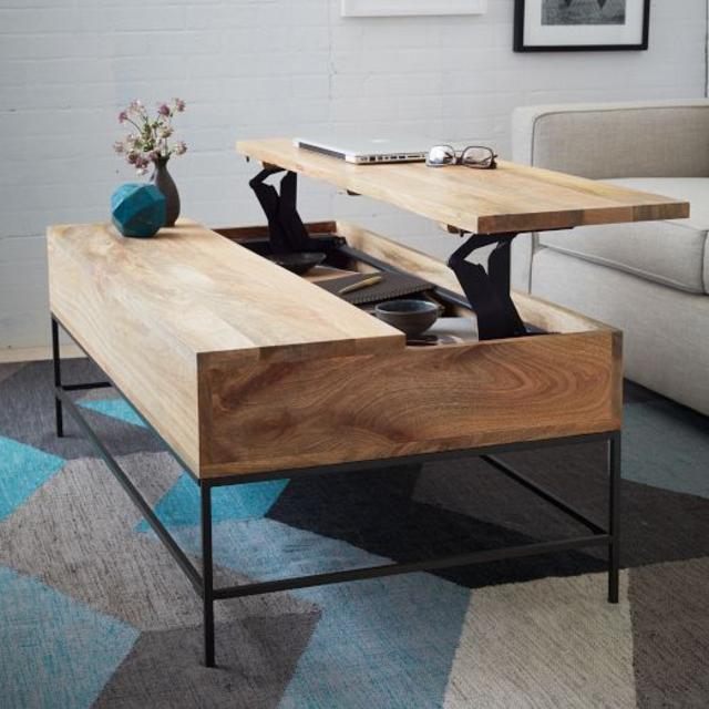 Rustic Storage Coffee Table - Raw Mango