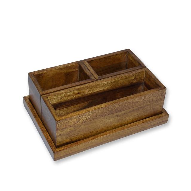 4-Piece Flare Acacia Wood Vanity Storage Set