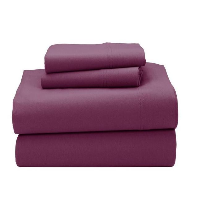Jersey Knit Sheet Set - Size Queen, Color Merlot