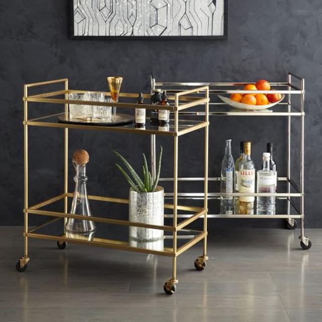 Terrace Bar Cart in Antique Brass