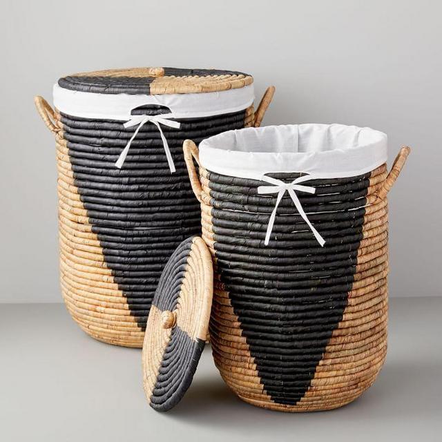 Two Tone Woven Large Laundry Basket
