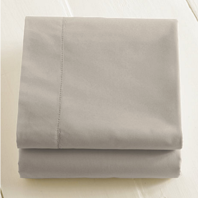 280-Thread-Count Pima Cotton Percale Sheet, Flat; Size: Full, Color: Silver Sand