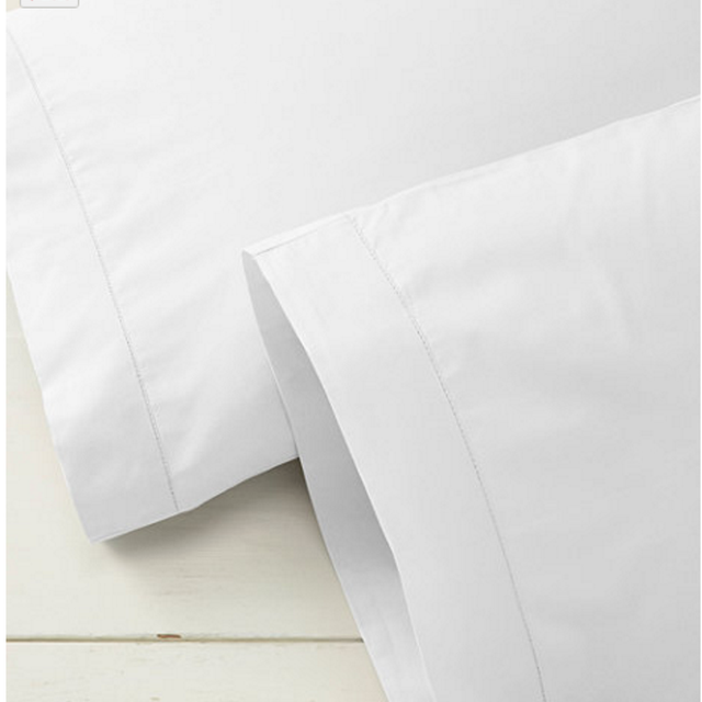 280-Thread-Count Pima Cotton Percale Pillowcases, Set of Two; Color: White, Size: Standard