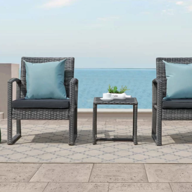 Ables Square 2 - Person 15.8'' Long Bistro Set with Cushions