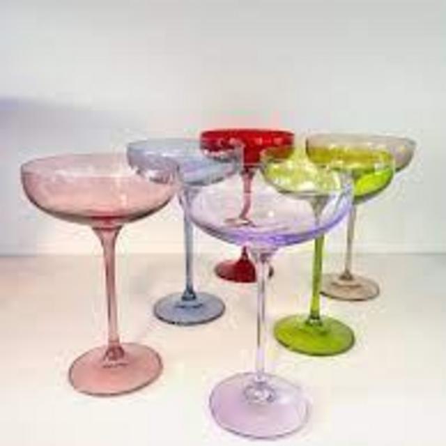 Estelle Colored Champagne Coupe Stemware - Set of 6 {Mixed Set}